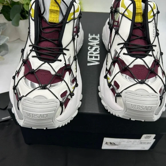 Men’s Versace V3 net leather sneakers size 10 US made in Italy - Picture 6 of 14